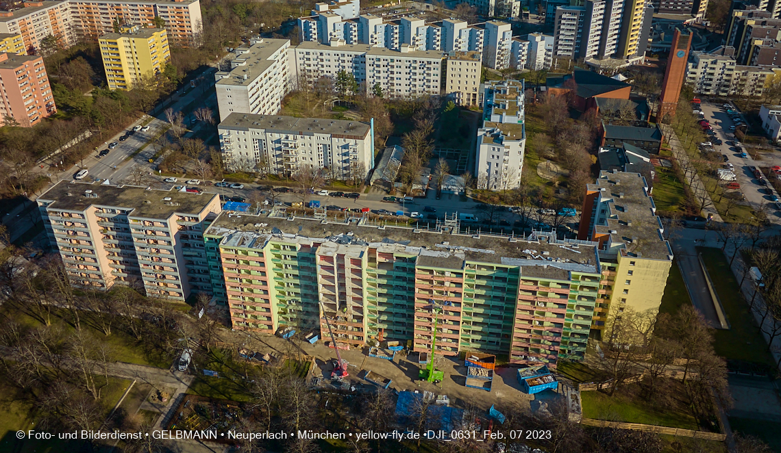07.02.2023 - Luftbilder von der Sanierung in der Kurt-Eisner-Straße in Neuperlach